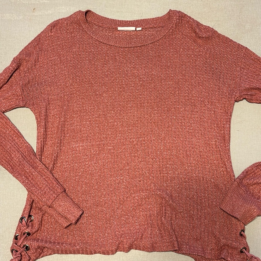 Dark pink long sleeve with lacing on the sides
